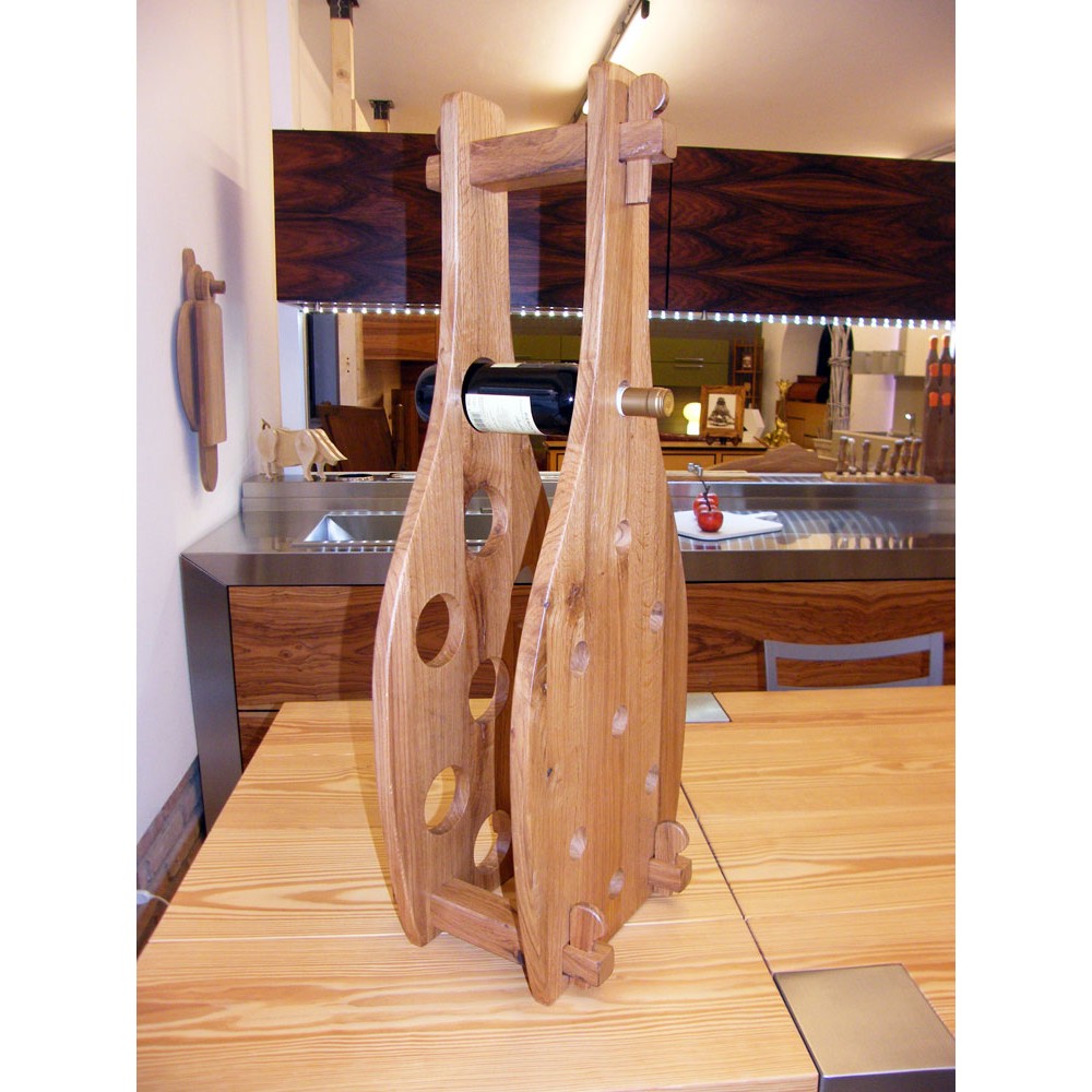 Oggetti Design : Portabottiglie in legno di Quercia antica